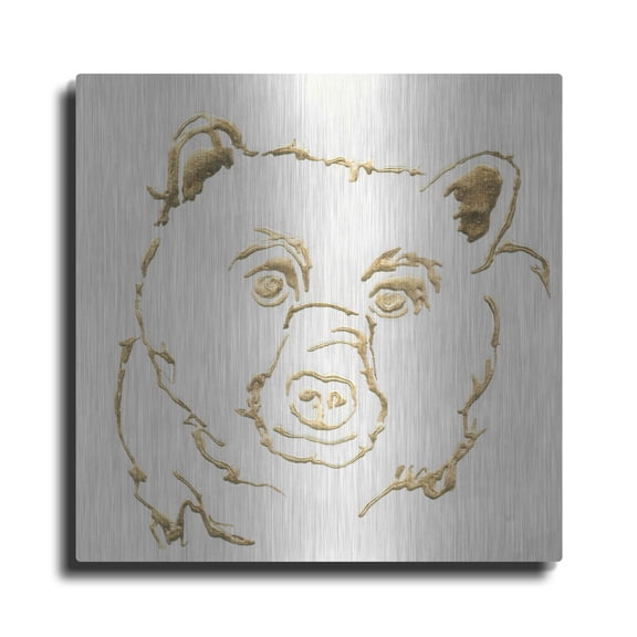 Luxe Metal Art  'Gilded Black Bear' by Chris Paschke, 12"x12"