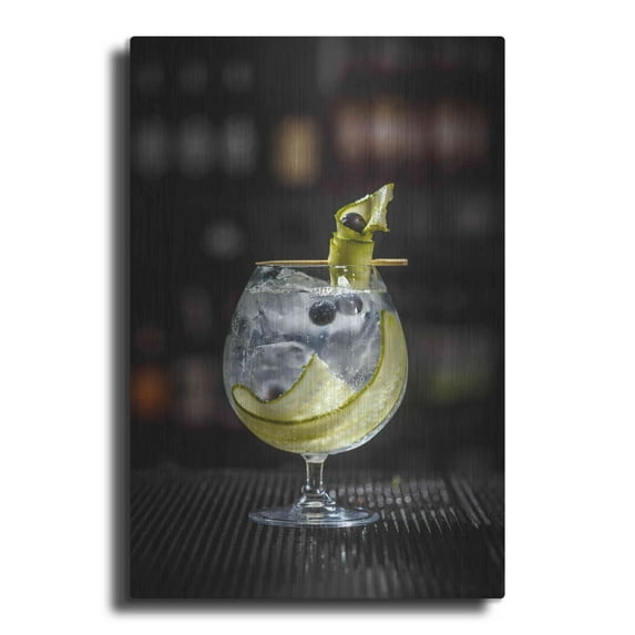 Luxe Metal Art 'Gin Cucumber Cooler' by Epic Portfolio, Metal Wall Art, 16"x24"