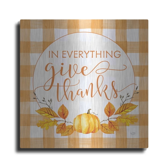 Luxe Metal Art 'Give Thanks' by Lux + Me Designs, Metal Wall Art, 24"x24"