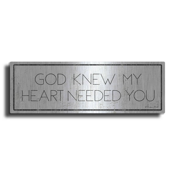 Luxe Metal Art 'God Knew My Heart Needed You' by Susan Ball, Metal Wall Art, 48"x16"