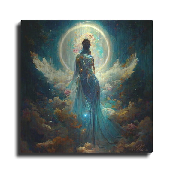 Luxe Metal Art 'Goddess with the Moon' by Tanya Mavric, Metal Wall Art, 12"x12"