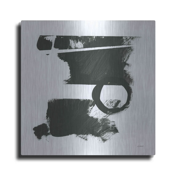 Luxe Metal Art 'Gold And Black Elements XVII' by Mike Schick, Metal Wall Art, 12"x12"