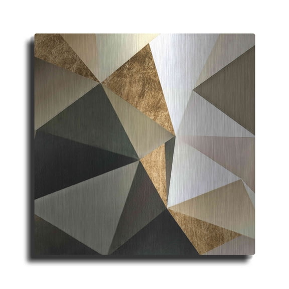 Luxe Metal Art 'Gold Polygon Wall I' by Alonzo Saunders, Metal Wall Art, 12"x12"