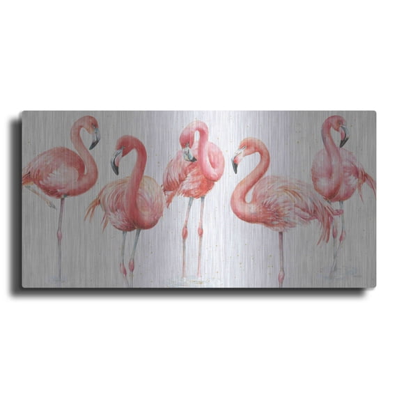 Luxe Metal Art 'Gracefully Pink VIII' by Lisa Audit, Metal Wall Art, 24"x12"