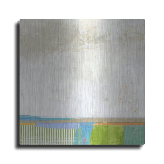 Luxe Metal Art 'Green Hills' by Suzanne Nicoll, Metal Wall Art, 12"x12"