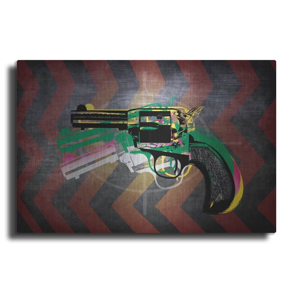 Luxe Metal Art 'Gun 13' by Mark Ashkenazi Metal Wall Art, 16" x 12"