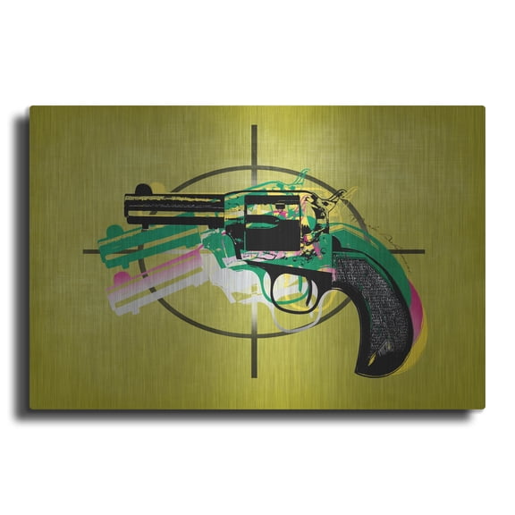 Luxe Metal Art 'Gun 14' by Mark Ashkenazi Metal Wall Art, 16" x 12"
