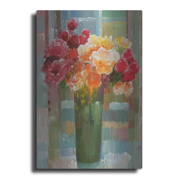 Luxe Metal Art 'Happily a-Bloom' by Hooshang Khorasani, Metal Wall Art, 12"x16"