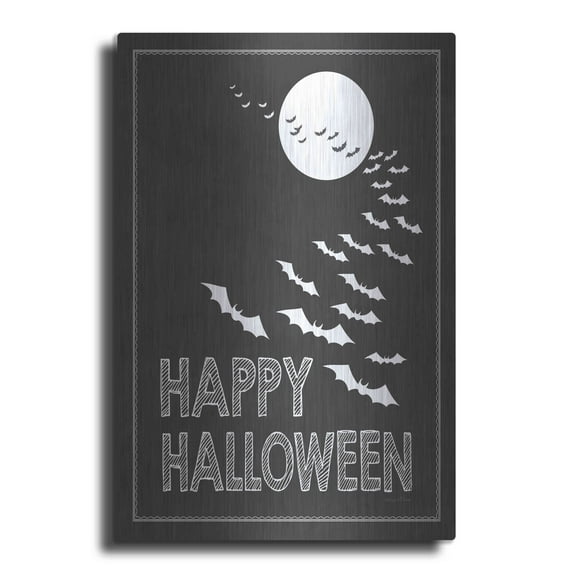 Luxe Metal Art 'Happy Halloween' by Lettered & Lined, Metal Wall Art, 12"x16"