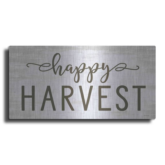 Luxe Metal Art 'Happy Harvest' by Lettered & Lined, Metal Wall Art, 24"x12"