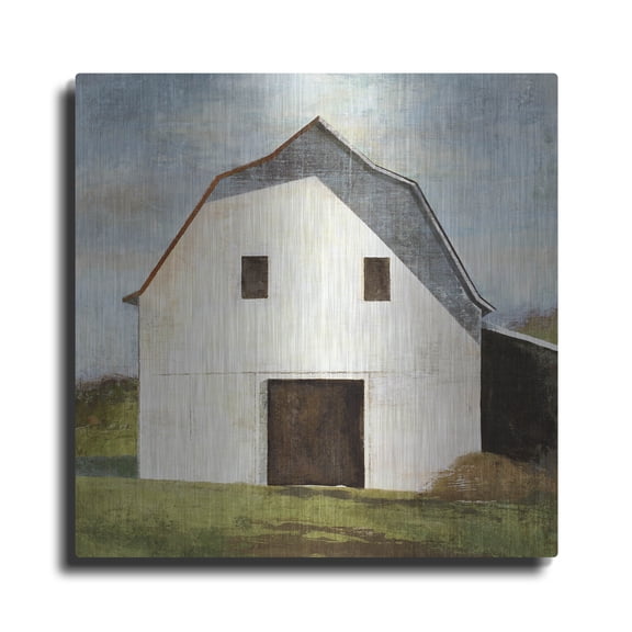 Luxe Metal Art 'Hay Barn' by Suzanne Nicoll, Metal Wall Art, 12"x12"