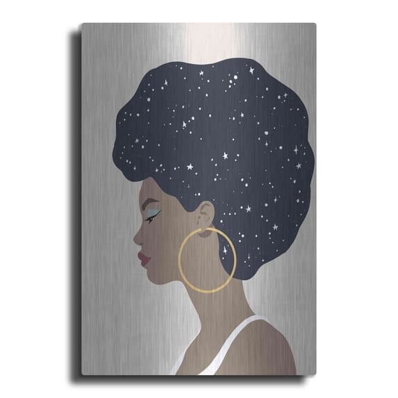 Luxe Metal Art 'Heavenly Hair I' by Annie Warren, Metal Wall Art, 16"x24"