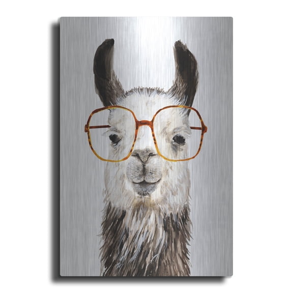 Luxe Metal Art 'Hip Llama III' by Victoria Borges, Metal Wall Art, 24" x 36"