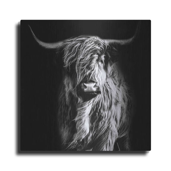Luxe Metal Art 'Hippy Highland Cow' by Epic Portfolio Metal Wall Art, 24"x24"