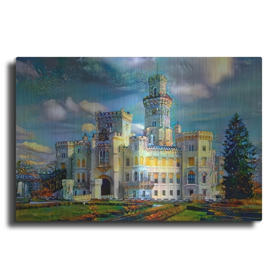 Luxe Metal Art 'Hluboka nad Vltavou Czech Republic Hluboka Castle' by Pedro Gavidia, Metal Wall Art, 36"x24"