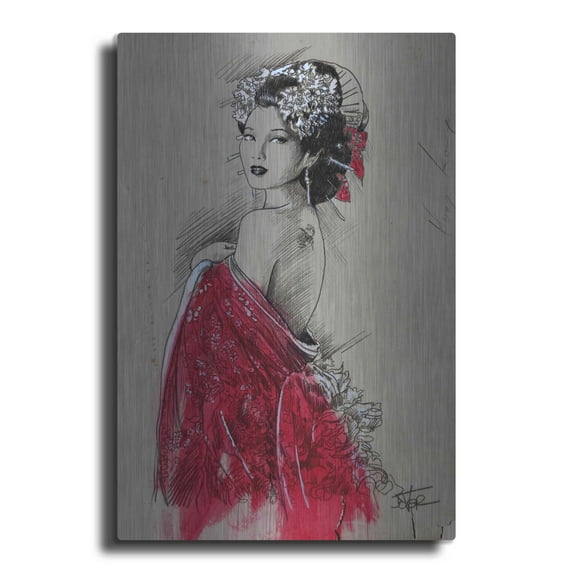 Luxe Metal Art 'Hong Kong Angel' by Loui Jover, Metal Wall Art, 16"x24"