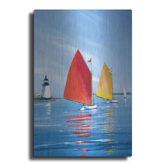 Luxe Metal Art 'Horizon Light' by Sally Caldwell Fisher, Metal Wall Art, 12"x16"
