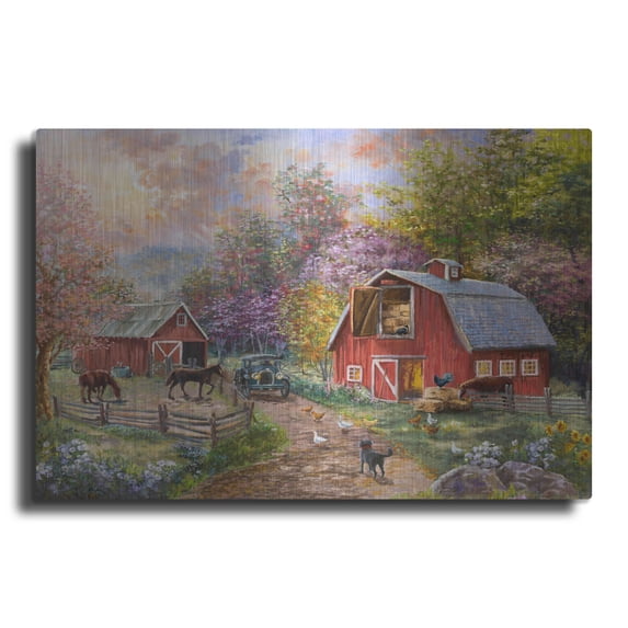 Luxe Metal Art 'Horse Farm Glen' by Nicky Boehme, Metal Wall Art, 24"x16"