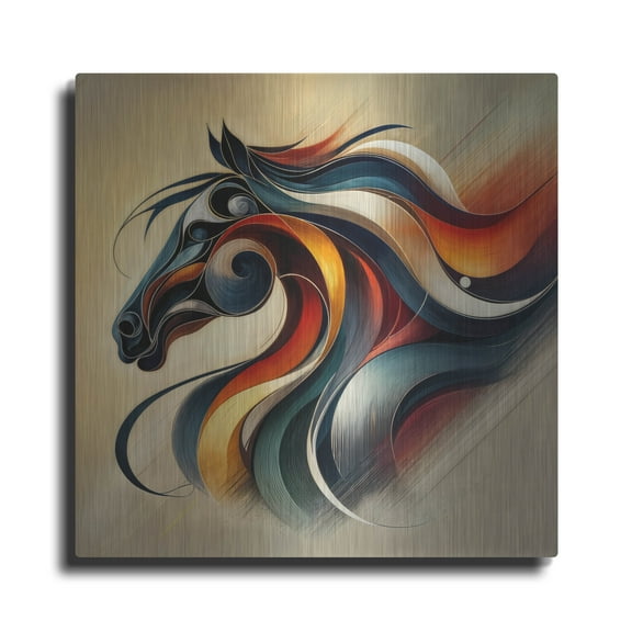 Luxe Metal Art 'Horse Head Abstract' by Rey Klimt Metal Wall Art, 24" x 24"