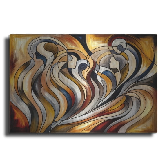 Luxe Metal Art 'Humans Abstract' by Rey Klimt Metal Wall Art, 16" x 12"