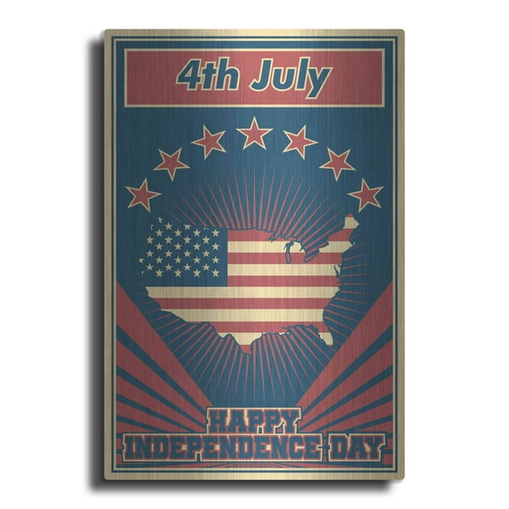 Luxe Metal Art 'Independence Day USA' Metal Wall Art, 12"x16"