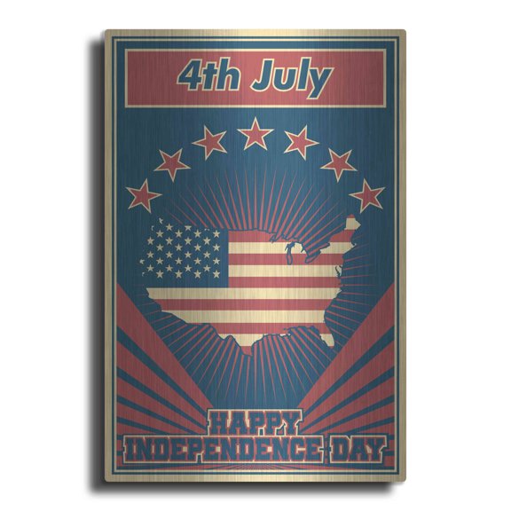 Luxe Metal Art 'Independence Day USA' Metal Wall Art, 24"x36"