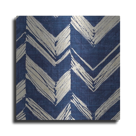 Luxe Metal Art 'Indigo Batik 2' by Wild Apple Portfolio Metal Wall Art, 12" x 12"