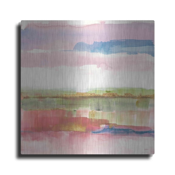 Luxe Metal Art 'Influence Of Line And Color Gold Bright' by Mike Schick, Metal Wall Art, 24"x24"