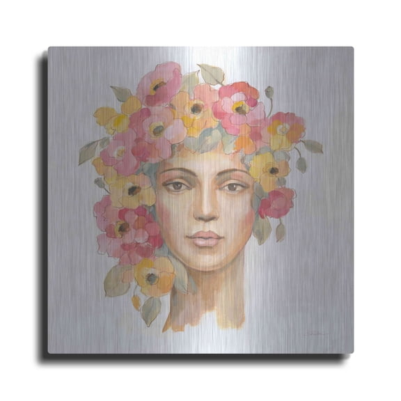 Luxe Metal Art 'International Woman I' by Silvia Vassileva, Metal Wall Art, 12" x 12"