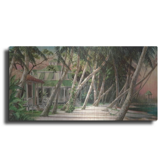 Luxe Metal Art 'Island House' by Art Fronckowiak, Metal Wall Art, 48"x24"