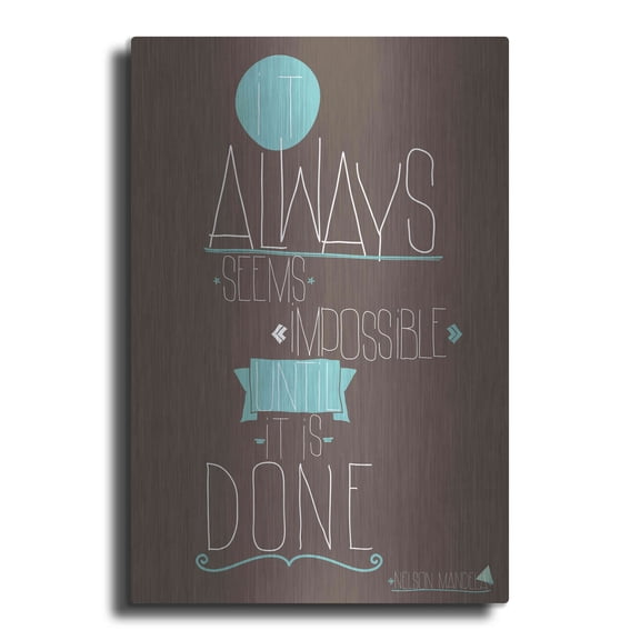 Luxe Metal Art 'It Always Seems' by GraphINC, Metal Wall Art, 24"x36"