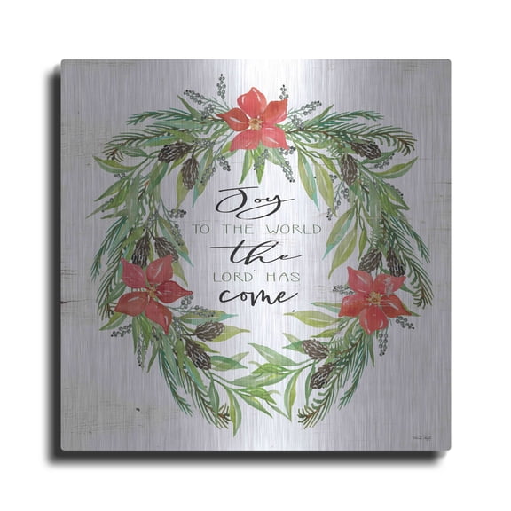 Luxe Metal Art 'Joy to the World Wreath' by Cindy Jacobs, Metal Wall Art, 12"x12"