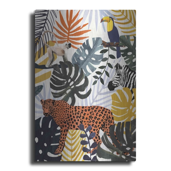 Luxe Metal Art 'Jungle Jumble II' by Victoria Barnes, Metal Wall Art, 16"x24"