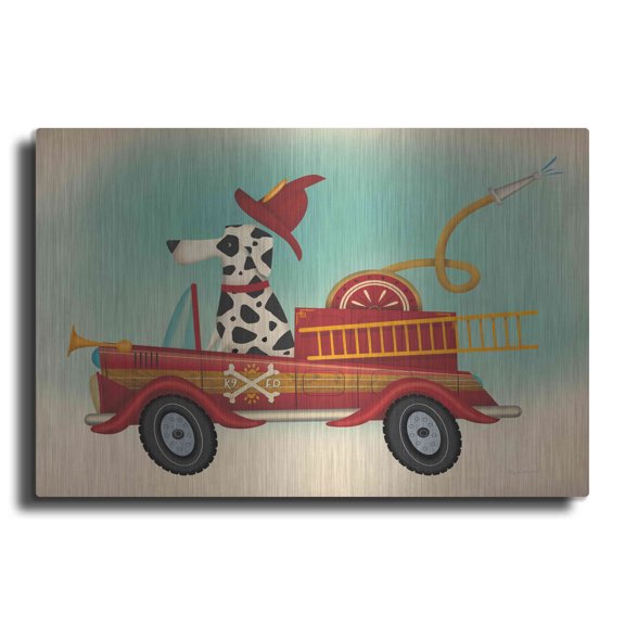 Luxe Metal Art 'K9 Fire Department 2' by Ryan Fowler, Metal Wall Art, 36"x24"