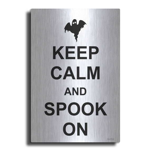 Luxe Metal Art 'Keep Calm And Spook On' by Lettered & Lined, Metal Wall Art, 12"x16"