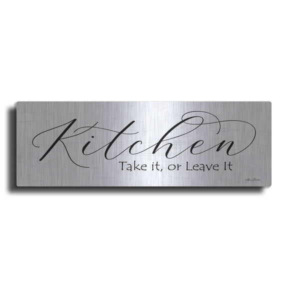Luxe Metal Art 'Kitchen - Take It or Leave It' by Lori Deiter, Metal Wall Art, 48"x16"