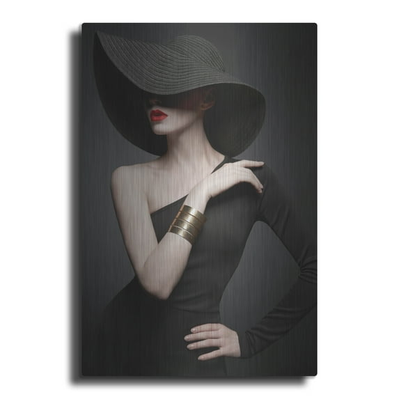 Luxe Metal Art 'Lady in Black' by Luxe Portfolio, Metal Wall Art, 16"x24"