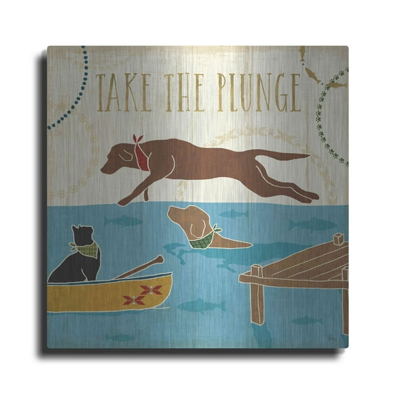 Luxe Metal Art 'Lake Pals VI' by Veronique Charron, Metal Wall Art, 24"x24"