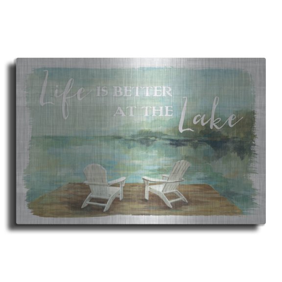 Luxe Metal Art 'Lakeside Retreat I' by Silvia Vassileva, Metal Wall Art, 16" x 12"