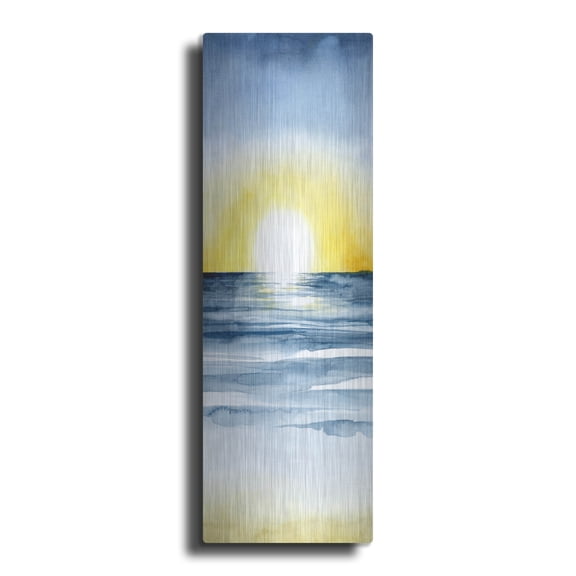 Luxe Metal Art 'Layered Sunset Triptych II' by Grace Popp, Metal Wall Art, 16" x 48"