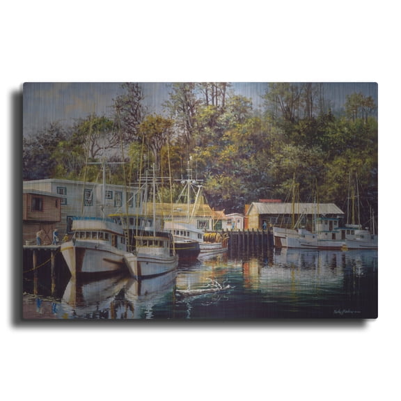 Luxe Metal Art 'Lets Go Fishing' by Nicky Boehme Metal Wall Art, 16" x 12"