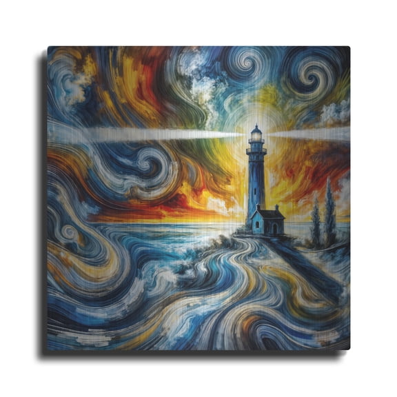 Luxe Metal Art 'Lighthouse Abstract' by Rey Klimt Metal Wall Art, 36" x 36"