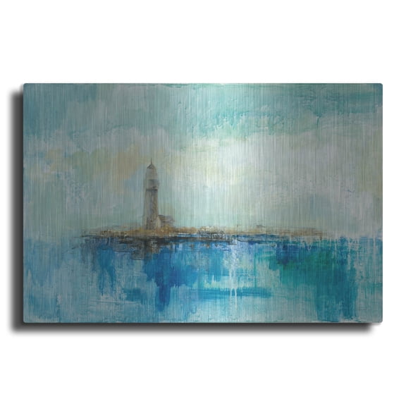 Luxe Metal Art 'Lighthouse Morning' by Silvia Vassileva, Metal Wall Art, 16" x 12"