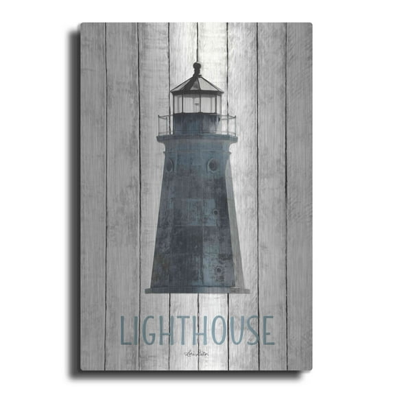 Luxe Metal Art 'Lighthouse' by Lori Deiter, Metal Wall Art, 12"x16"