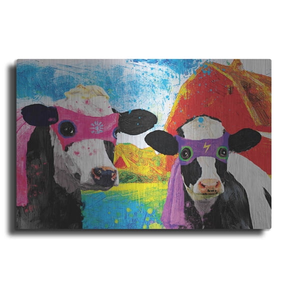 Luxe Metal Art 'Lightning Girl and Tina' by Porter Hastings, 16"x12"