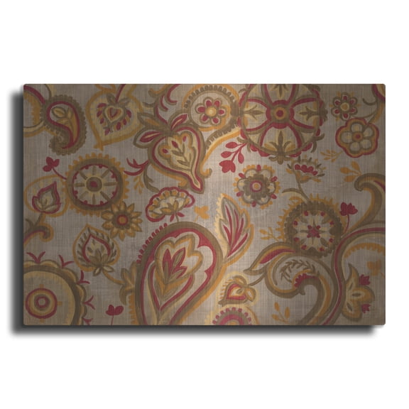 Luxe Metal Art 'Linen Paisley' by Silvia Vassileva, Metal Wall Art, 24" x 16"
