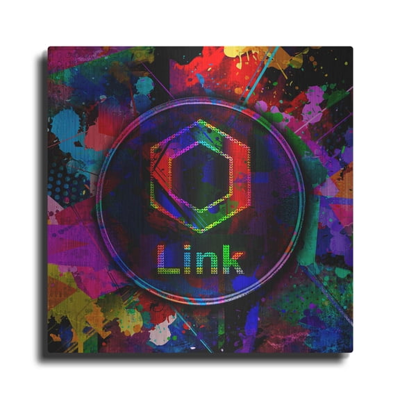 Luxe Metal Art 'Link Crypto Coin Color' Metal Wall Art, 36"x36"