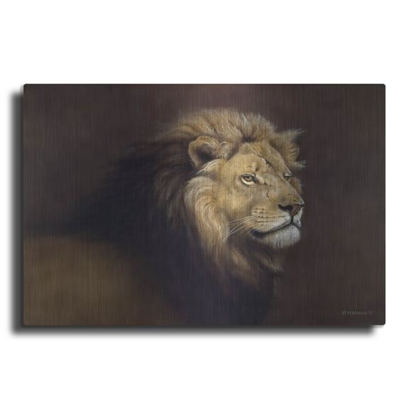 Luxe Metal Art 'Lion Male' by Harro Maass, Metal Wall Art, 24"x16"