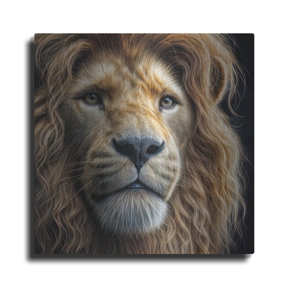 Luxe Metal Art 'Lion Portrait' by Rey Klimt Metal Wall Art, 24" x 24"