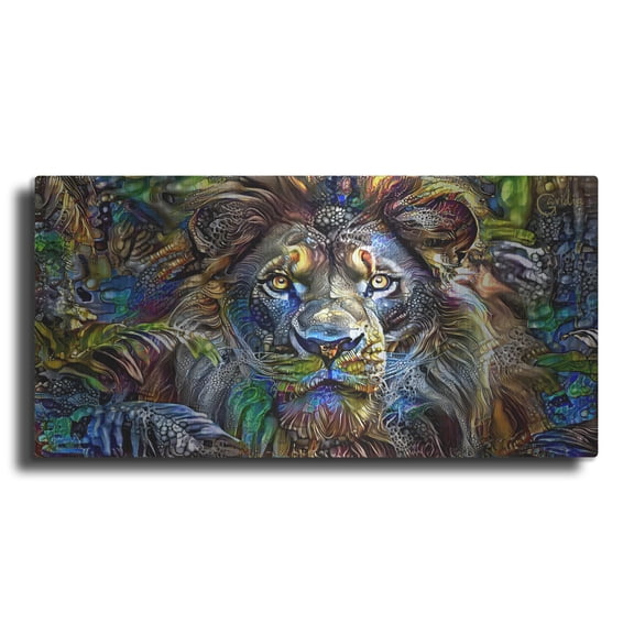 Luxe Metal Art 'Lion Stalking' by Pedro Gavidia Metal Wall Art, 24" x 12"